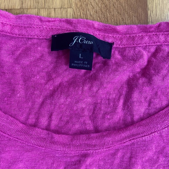J. Crew Ruffle Back Linen Pink Tee - Picture 2 of 5